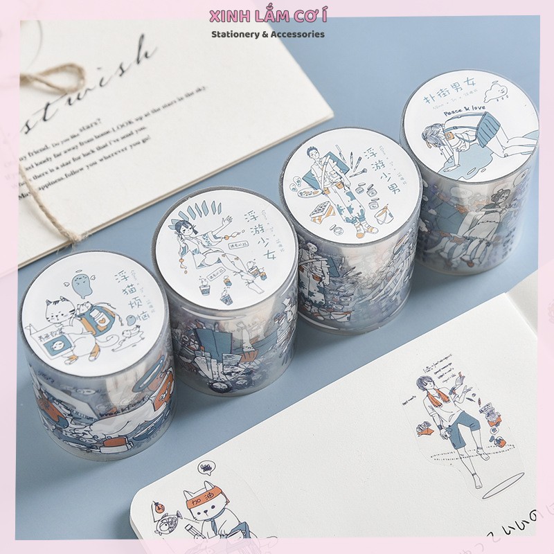 Cuộn Băng Dính Washi Tape Trong Suốt 3M Họa Tiết Anime Trang Trí Sổ DIY [Xinh Lắm Cơ Í]