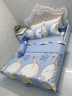 Bộ chăn ga: chăn hè, ga gối Poly 1m8x2m 