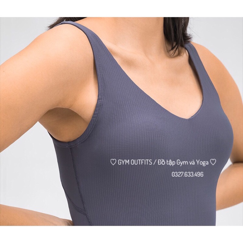 Áo Ngực Thể Thao Lululemon Align Tank Top Ribbed -Áo Bra Tập Gym Yoga Nâng Đỡ Ngực Có Sẵn Mút Vải Cotton Gân Tăm