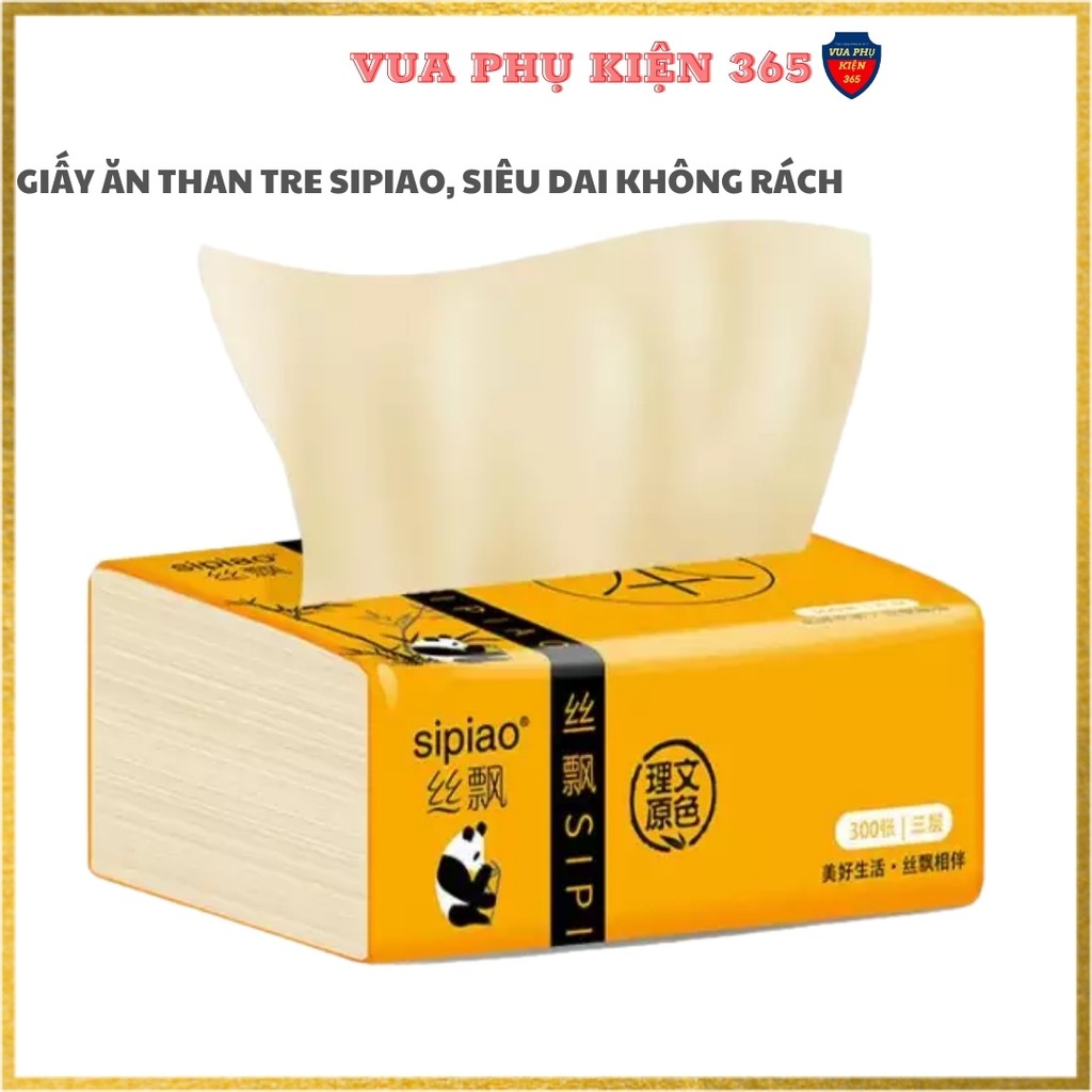 Khăn Giấy Ăn Gấu Trúc, Giấy Sipiao Than Tre Gấu Trúc Siêu Dai Không Rách Không Chất Tẩy Trắng - 1 GÓI