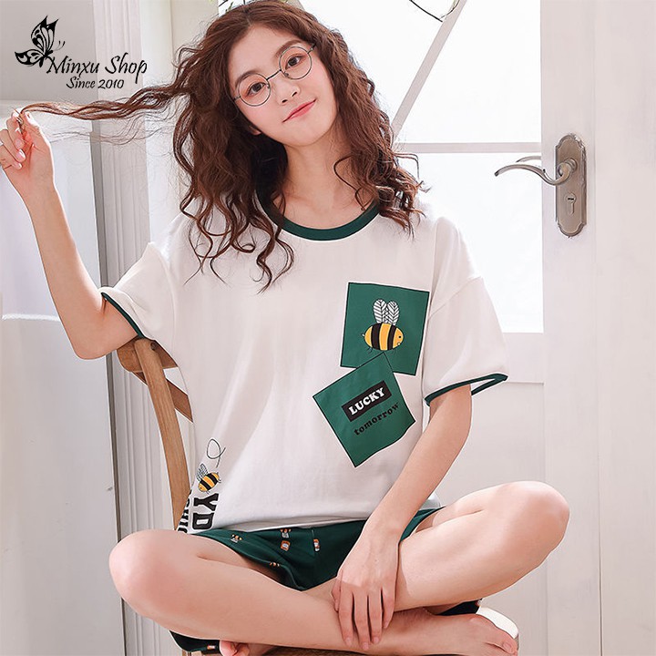 Bộ Mặc Nhà Cotton - Cá Tính, Trẻ Trung, Phong Cách Hàn Quốc