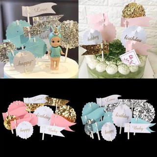 Que cắm ruy băng kim tuyến xanh - hồng