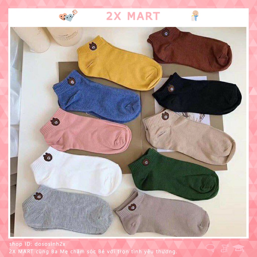 Tất cổ ngắn nữ len cho Mẹ hình gấu vớ len hình hoa cúc 4 mùa [Set 5 đôi]