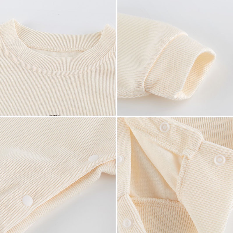 Bộ Áo Liền Quần Bằng Vải Cotton In Hoạt Hình Gấu Kèm Nón Thời Trang Mùa Thu Cho Bé Sơ Sinh