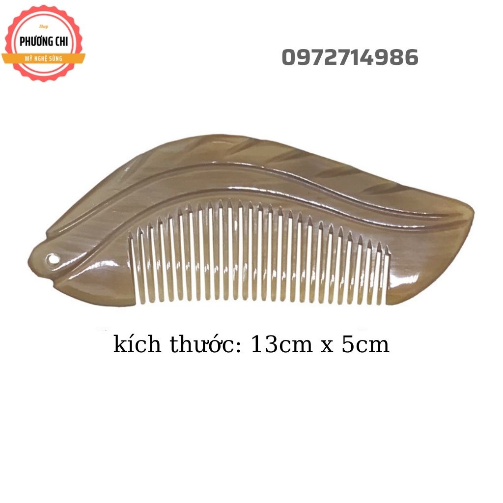 Lược sừng hình lá cây loại đẹp chải êm, lược chải tóc gỡ rối massage đầu | Mỹ nghệ phương chi