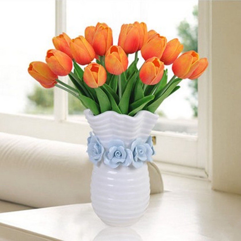 Doggtr Hoa Tulip Nhân Tạo Mini Màu Trắng Xinh Xắn Dùng Trang Trí Tiệc Cưới