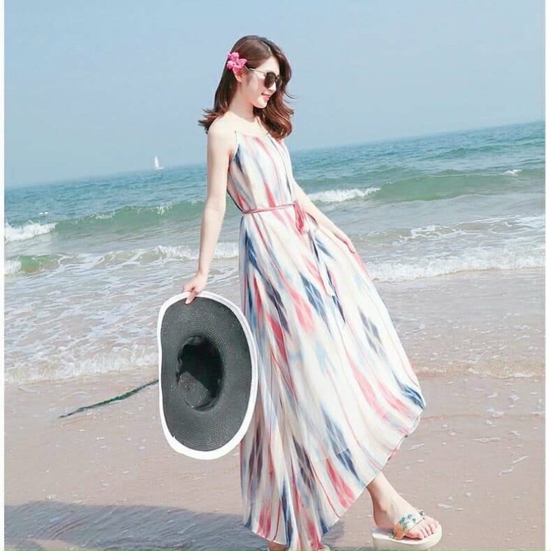 ĐẦM MAXI DẠO BIỂN IN 3D full size S/M/L