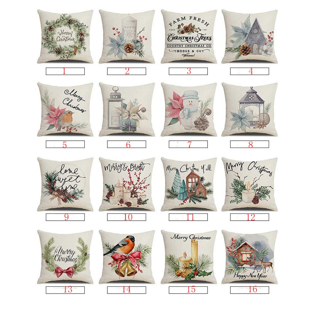 Vỏ Bọc Gối Vuông Bằng Polyester In Họa Tiết Hoạt Hình Giáng Sinh Trang Trí Nhà Cửa