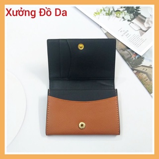 Ví nam nữ gấp mini da bò smile màu vàng bò