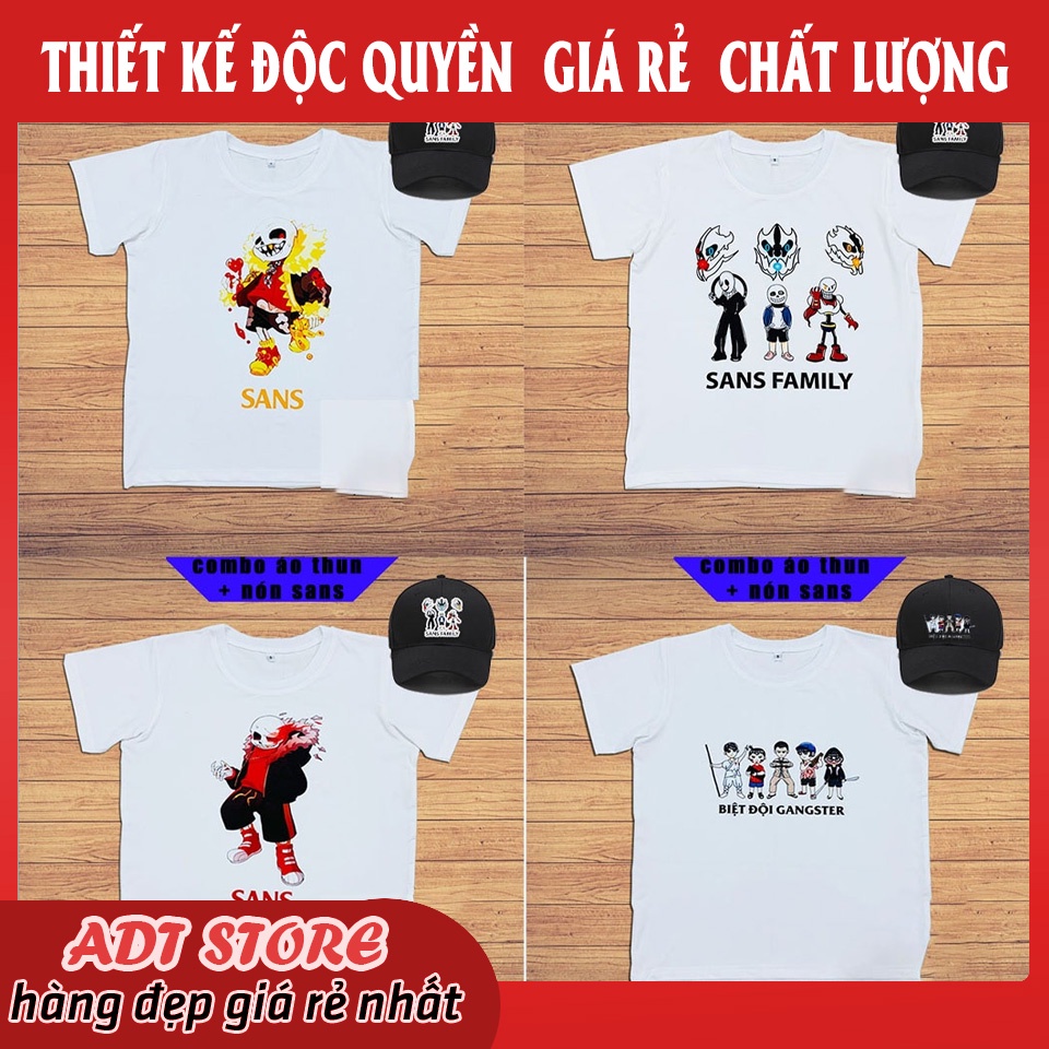 SALE Combo Áo thun và nón in hình bé sans family pháp sư biệt đội gangster nhiều mẫu HOT bán chạy