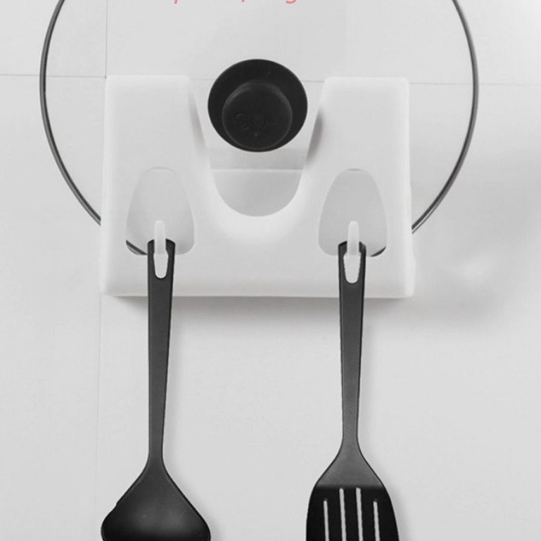 Giá để nắp vung nồi thớt đa năng- Kệ để thớt, nắp vung nồi dán tường có móc treo thông minh tiện dụng (hàng có sẵn)