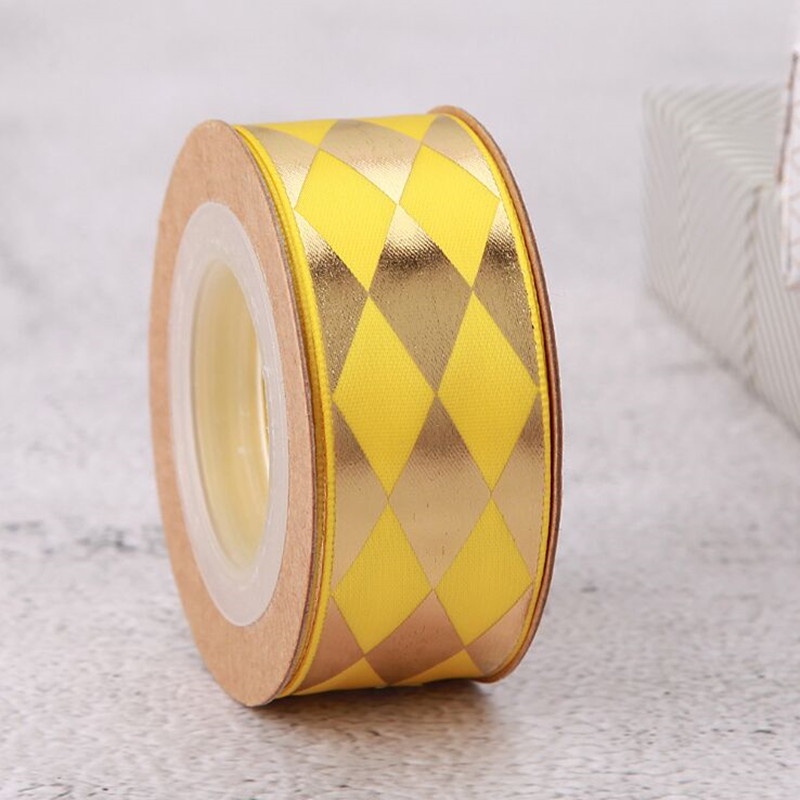 Cuộn Dây Ruy Băng In Họa Tiết Kim Cương 8Yard 2.5cm Màu Đỏ / Hồng Làm Hộp Quà Tặng