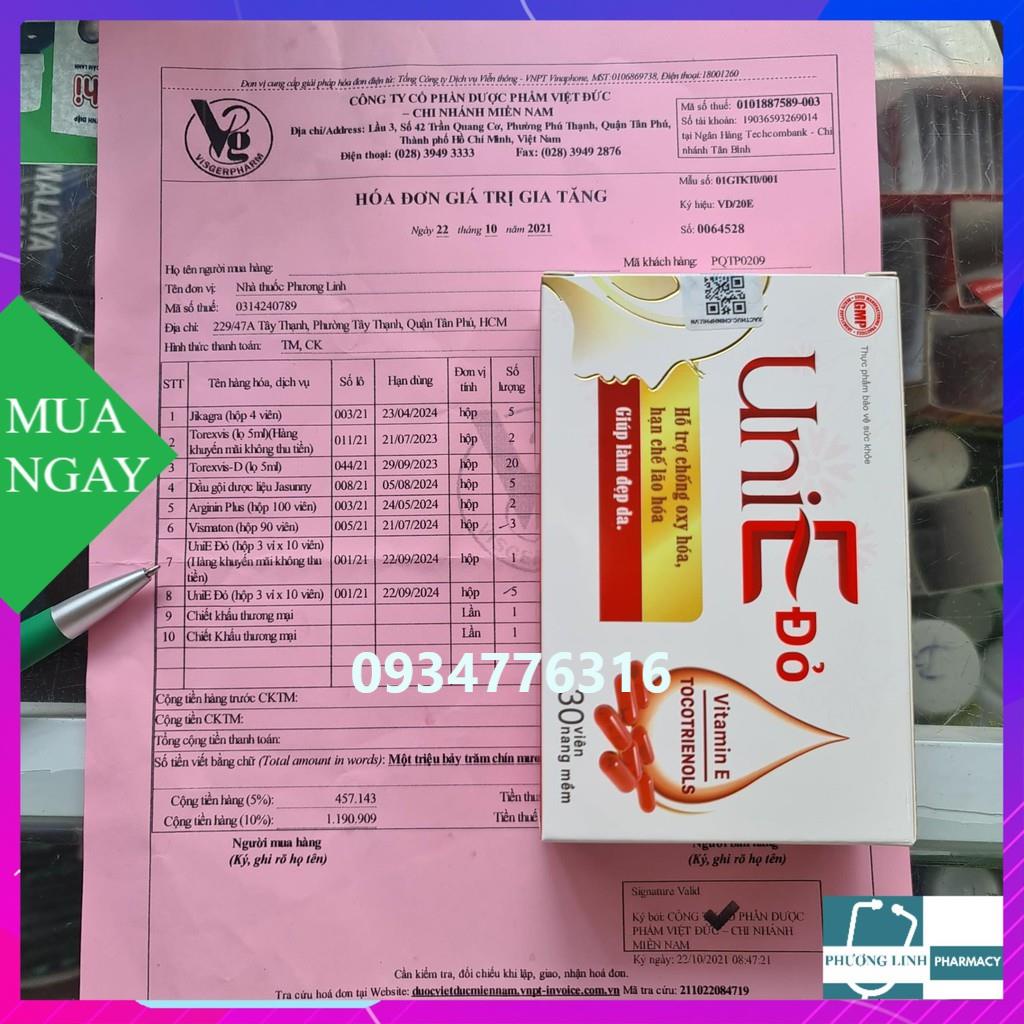 ✅ UniE đỏ [Hộp 30 viên] - Bổ sung Vitamin E, chống lão hoá, làm đẹp da (400UI)