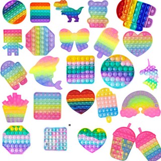 （Hà nội）Push Pop It Fidget Toy Rainbow Color Finger Pressure Bubble SensoryToys đồ chơi Bóp bong bóng thư giãn xả stress