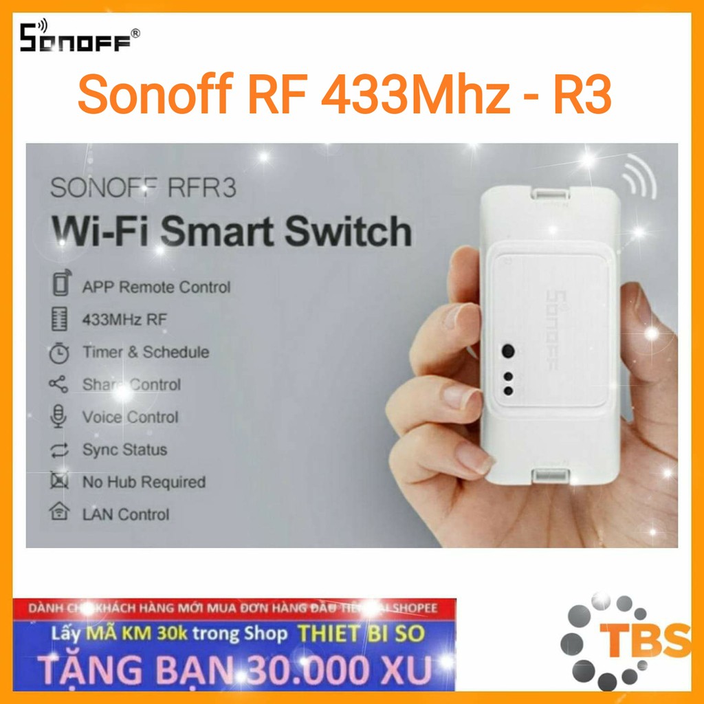 SONOFF BASIC RF R3 (QUỐC TẾ), công tắc WIFI, công tắc điều khiển từ xa, công tắc thông minh có hỗ trợ sóng RF 433Mhz