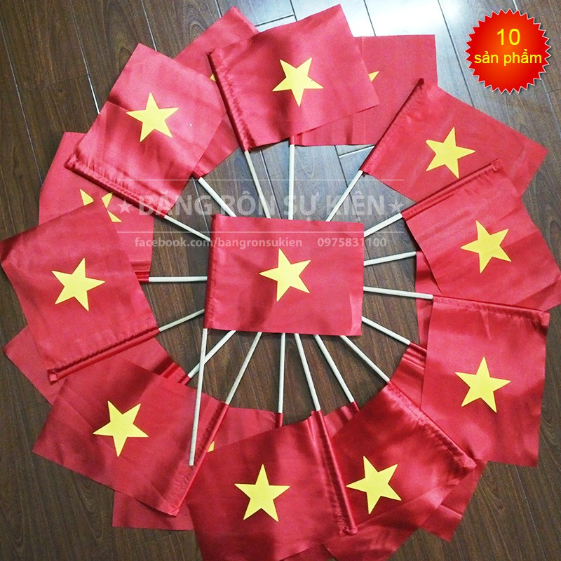 Cờ tổ quốc kèm cán, cờ Việt Nam COMBO 10 Cái