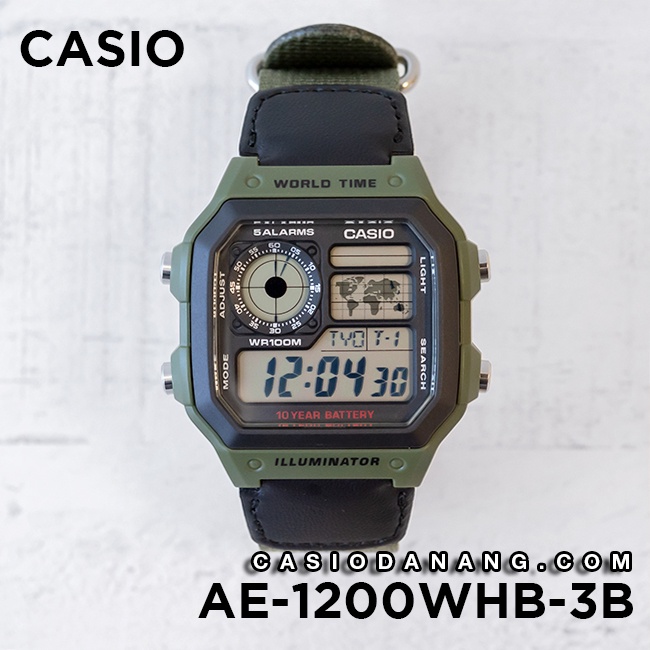 Đồng hồ nam dây vải Casio chính hãng Anh Khuê AE-1200WHB-3BVDF (42mm)