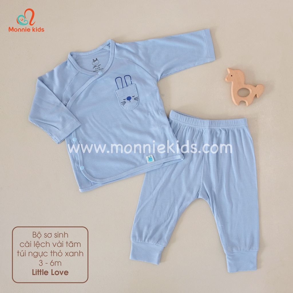 Bộ cài lệch Lil Little Love chất liệu vải tăm túi ngực 0-3/3-6M - Monnie Kids