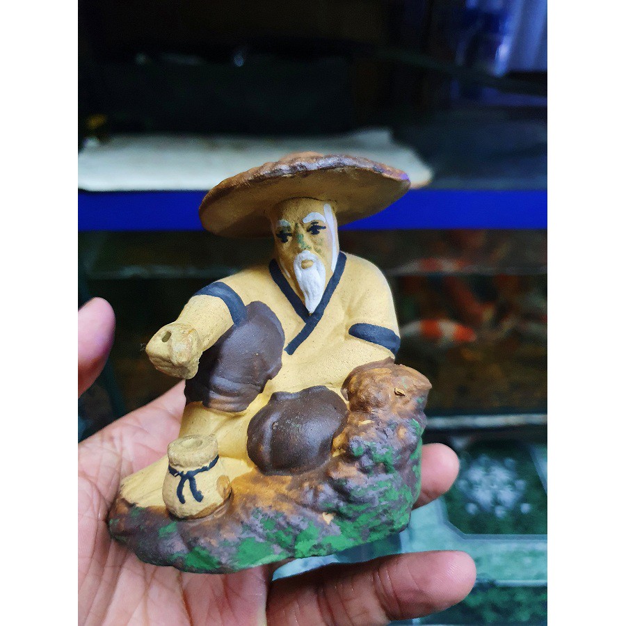 ÔNG CÂU GỐM SỨ TRANG TRÍ HỒ CÁ NON BỘ DÁI 7CM CAO 9CM