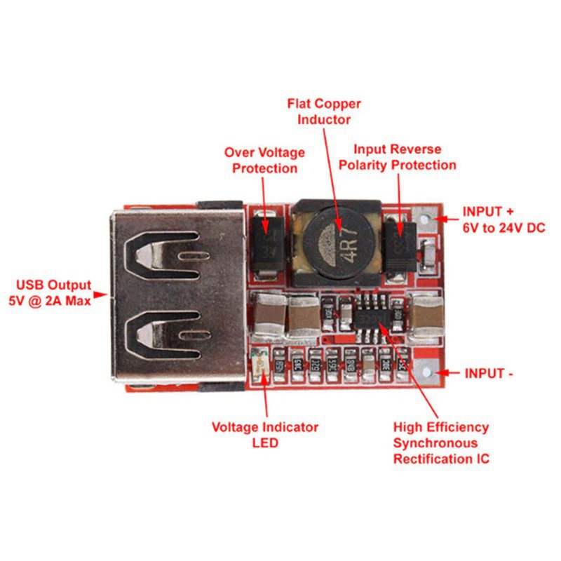 Mạch hạ áp BUCK 6-24V xuống 5V 2.1A (max 3A)