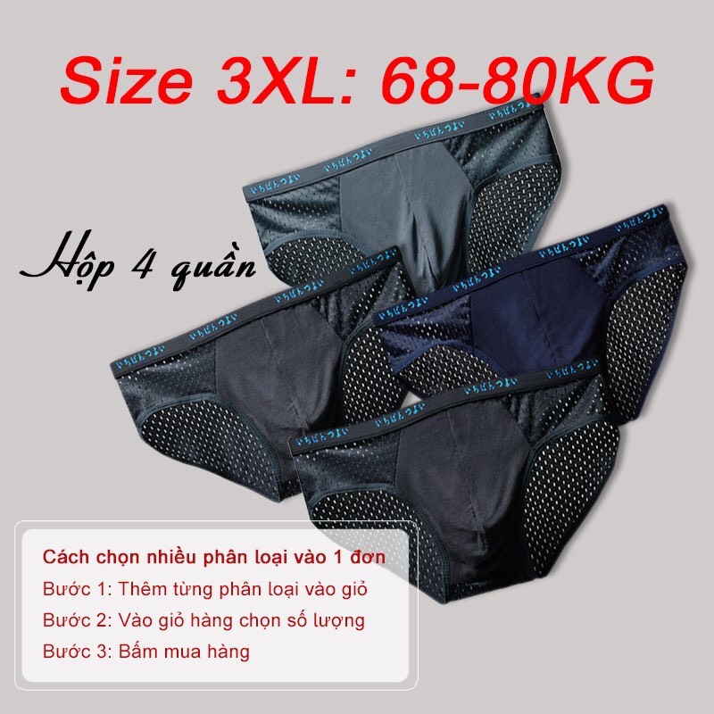 Combo 4 quần lót nam thông hơi - quần sịp nam tam giác nhật bản - Hàng cao cấp kháng khuẩn
