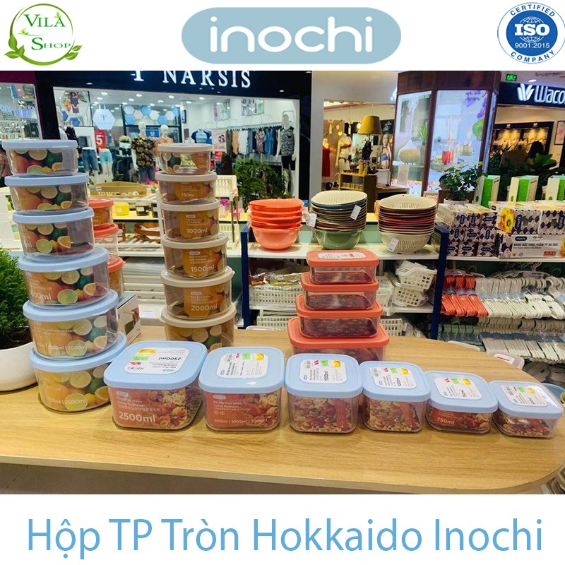 Hộp Đựng Thức ăn, Đựng Thực Phẩm, Bảo Quản Đồ Tươi Hokkaido Hình Tròn inochi Nhựa Cao Cấp Để Tủ Lạnh Giữ Nhiệt