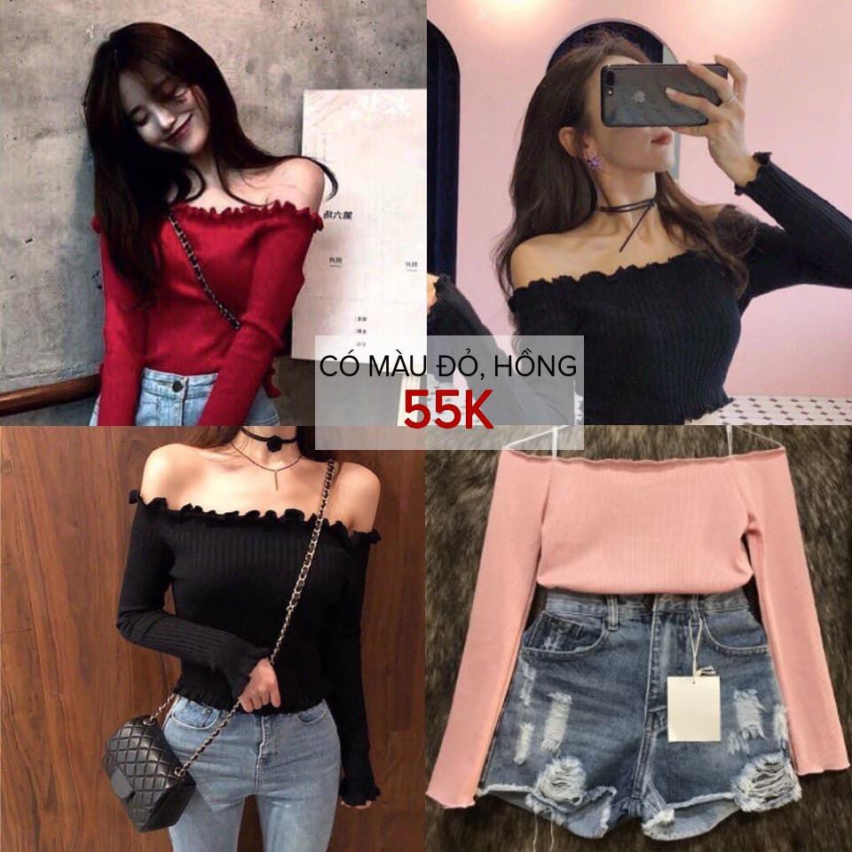 [Mã 11FASHIONSALE1 giảm 10K đơn 50K] Áo thun nữ trễ vai TAY DÀI bánh bèo tiểu thư | WebRaoVat - webraovat.net.vn