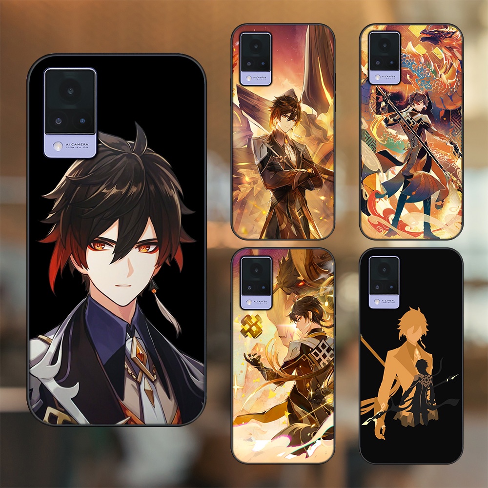 Ốp lưng Vivo V21 viền đen in hình Zhongli Genshin Impact