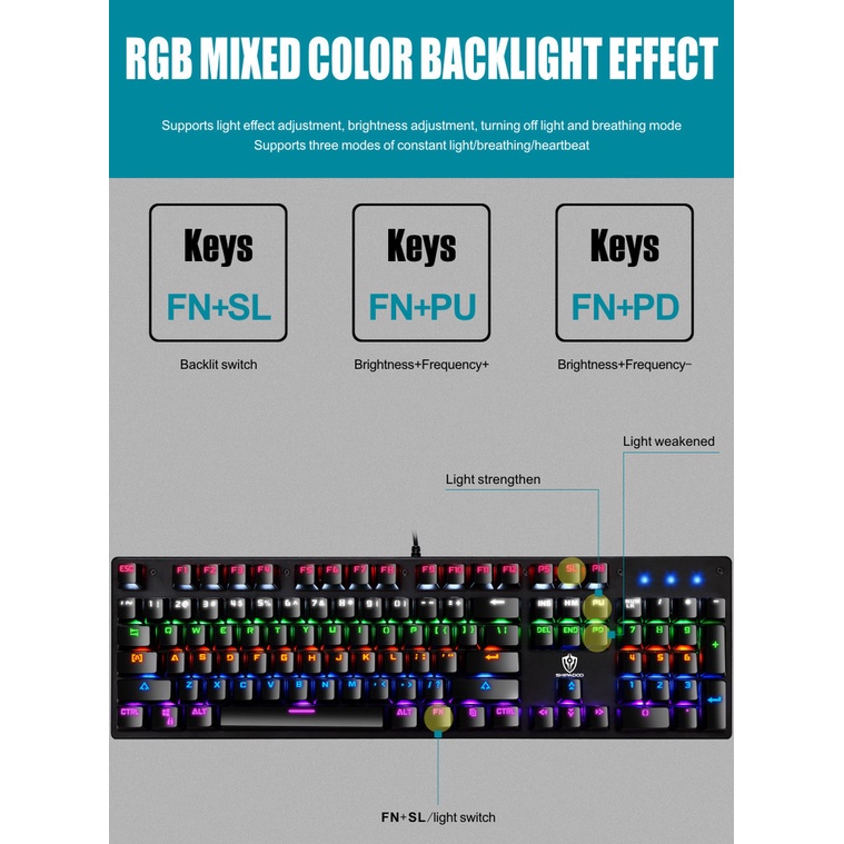 Bàn Phím Cơ JK300 104 Phím Chuyên Dụng Cho Game Thủ