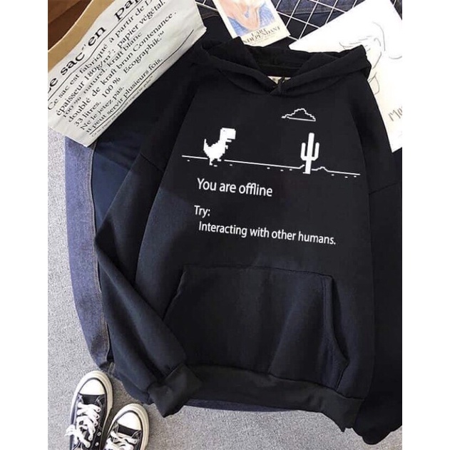 Áo Hoodie Khủng Long, Xương Rồng Áo Sweater Unisex Nam Nữ Phối Nón Vải Cao Cấp Không Xù Lông, Trẻ Trung Năng Động