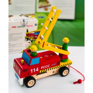 Bộ đồ chơi xếp hình gỗ | xe thang lắp ráp mô hình việt nam