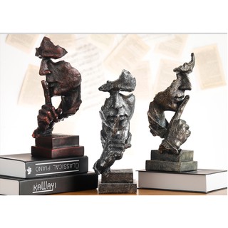 Tượng trang trí sáng tạo độc đáo - Im lặng là vàng - trang trí phòng khách, phòng ngủ, bàn làm việc