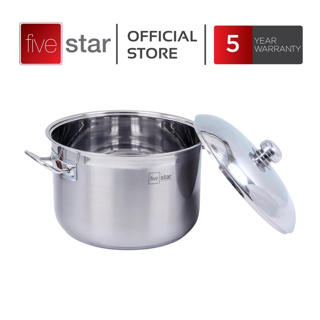 Nồi luộc gà 3 đáy inox 430 FiveStar Standard bếp từ nắp inox tặng 2 muỗng canh ( 26cm / 28cm / 30cm / 32cm / 36cm )