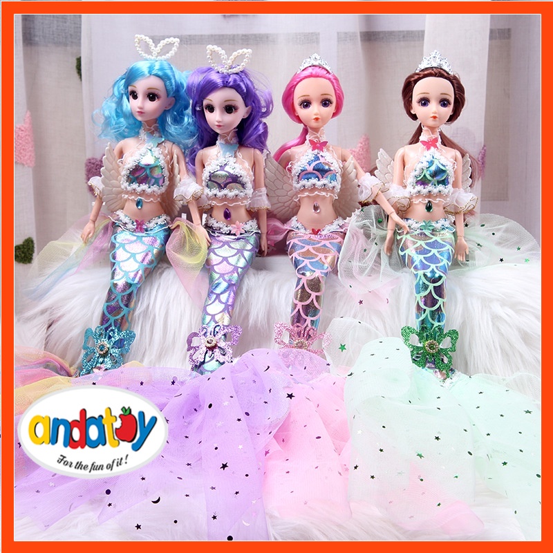 Búp bê 30cm nàng tiên cá có cánh thiên thần với phụ kiện váy lộng lẫy xinh đẹp đồ chơi cho bé gái ANDATOY AD1004