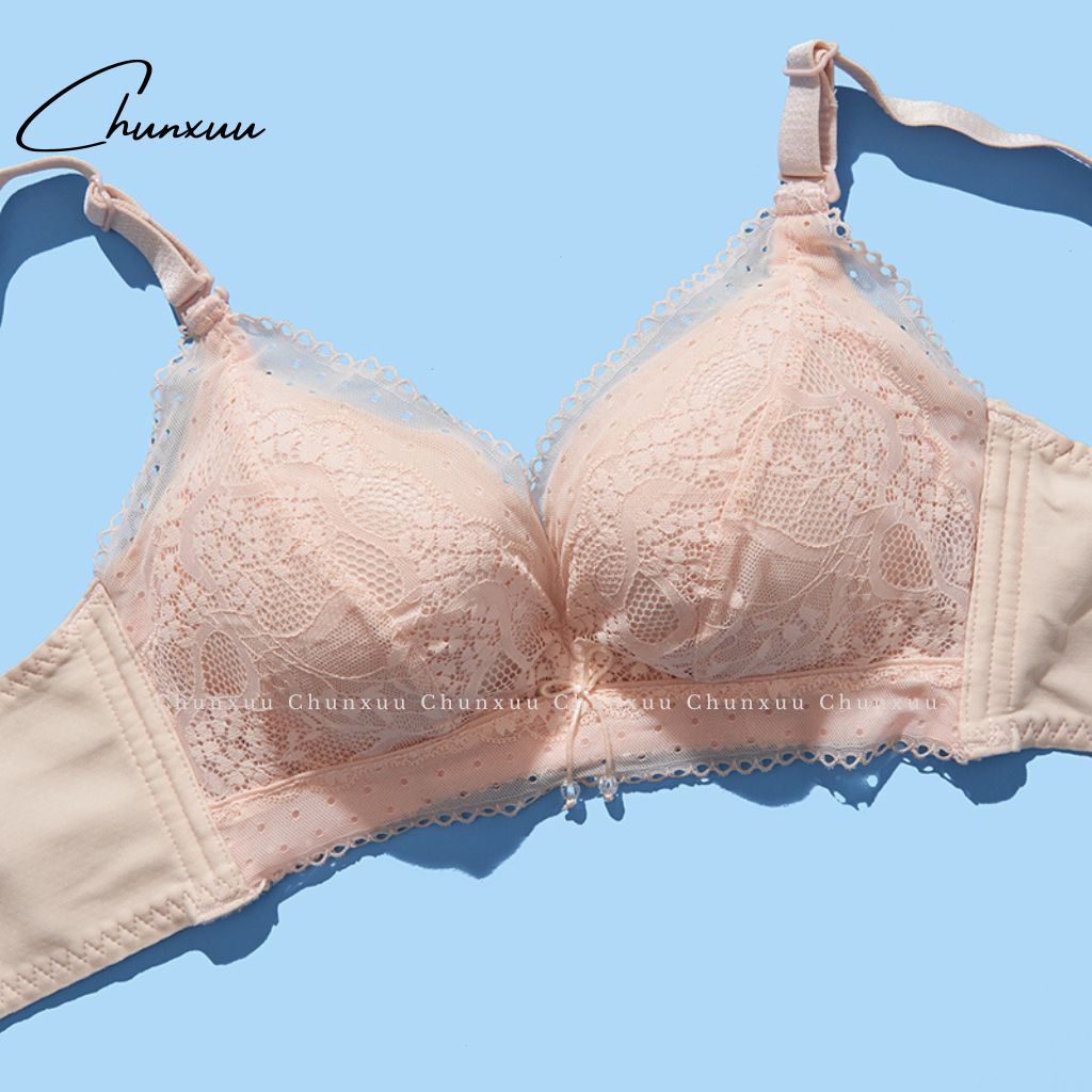 Áo lót ren nữ đính nơ điệu đà CHUNXUU, thiết kế không gọng đệm dày vừa nâng đẩy ngực - AV38