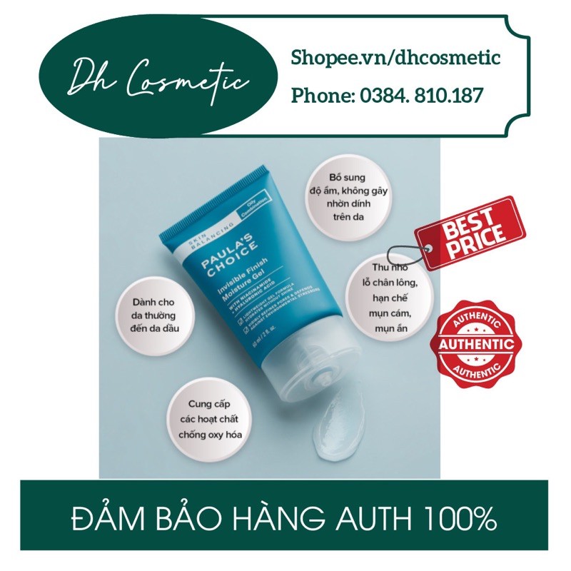 [Size 60ml] Gel dưỡng ẩm da dầu Paula's Choice Skin Balancing Invisible Finish Moisture Gel