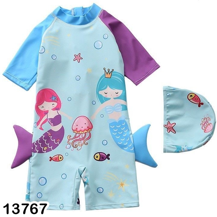 BỘ BƠI LIỀN CHO BÉ GÁI HỌA TIẾT CHẤM BI, PONY, NÀNG TIÊN CÁ SIỀU ĐÁNG YÊU 8-18KG 1-4T - BIGBABYSHOP