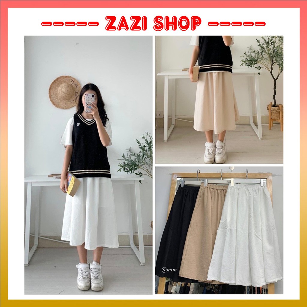 Chân váy đũi ulzzang, phong cách nhẹ nhàng, nữ tính, dễ phối đồ - ZaZi CV04