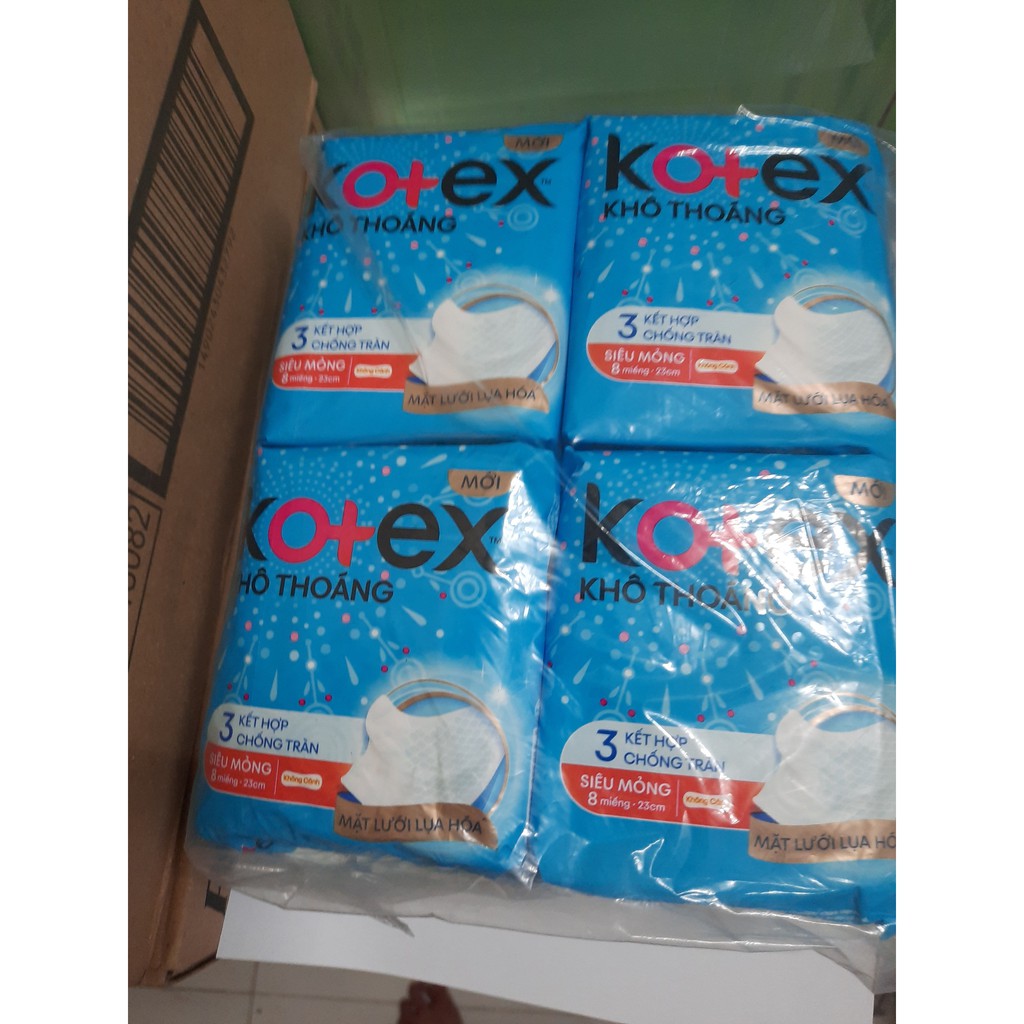 LỐC 8 GÓI BĂNG VỆ SINH KOTEX MỎNG KHÔNG CÁNH 8 MIẾNG