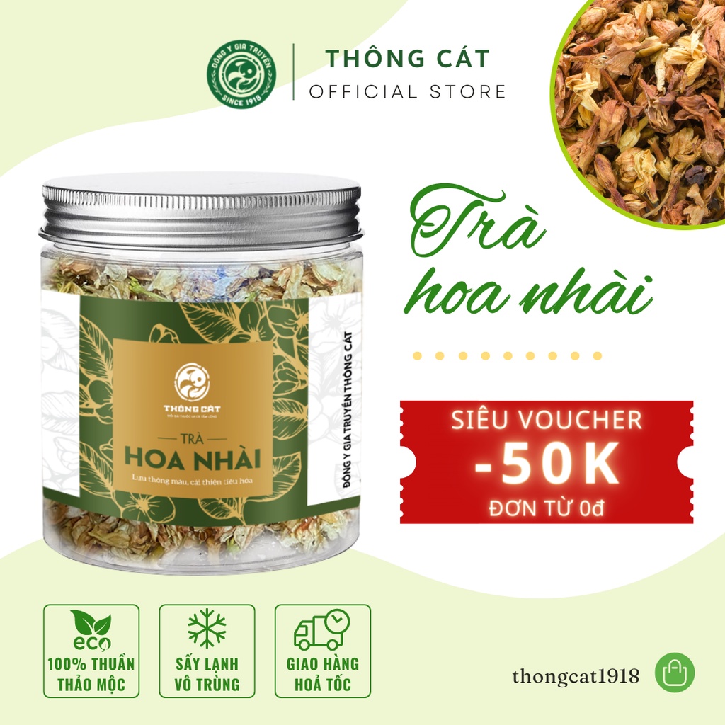 Trà hoa nhài Đông y gia truyền Thông Cát- Lưu thống máu lên não, cải thiện huyết áp, tiêu hóa tốt hơn