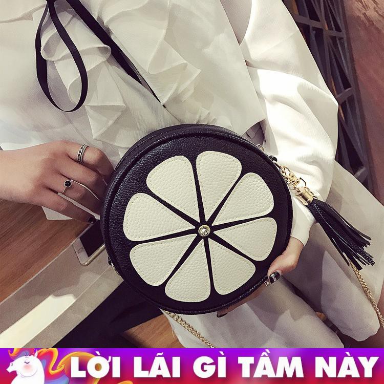 Túi Tròn Đeo Chéo Phối Hoa 8 Cánh