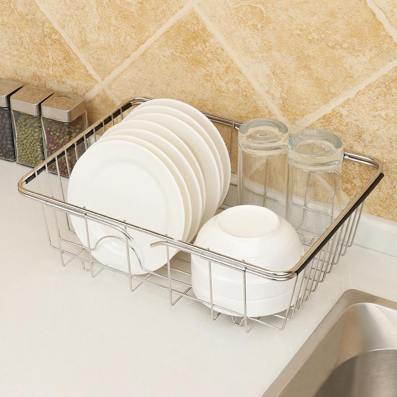 Rổ Inox 304 Treo Bồn Rửa Chén, Úp Bát Rửa Rau Củ Đa Năng Có Thể Thay Đổi Chiều Dài | BigBuy360 - bigbuy360.vn