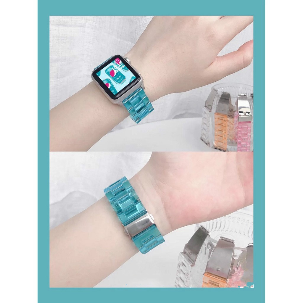 Dây nhựa trong cho Apple Watch đồng hồ thông minh iWatch Series 1/2/3/4/5/6/7/SE size 38mm 40mm 41mm 42mm 44mm 45mm