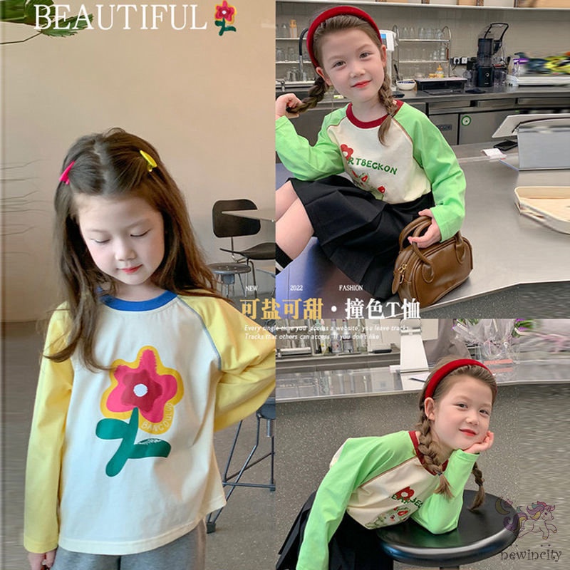 Áo Thun Dài Tay In Hoa Cho Bé Gái