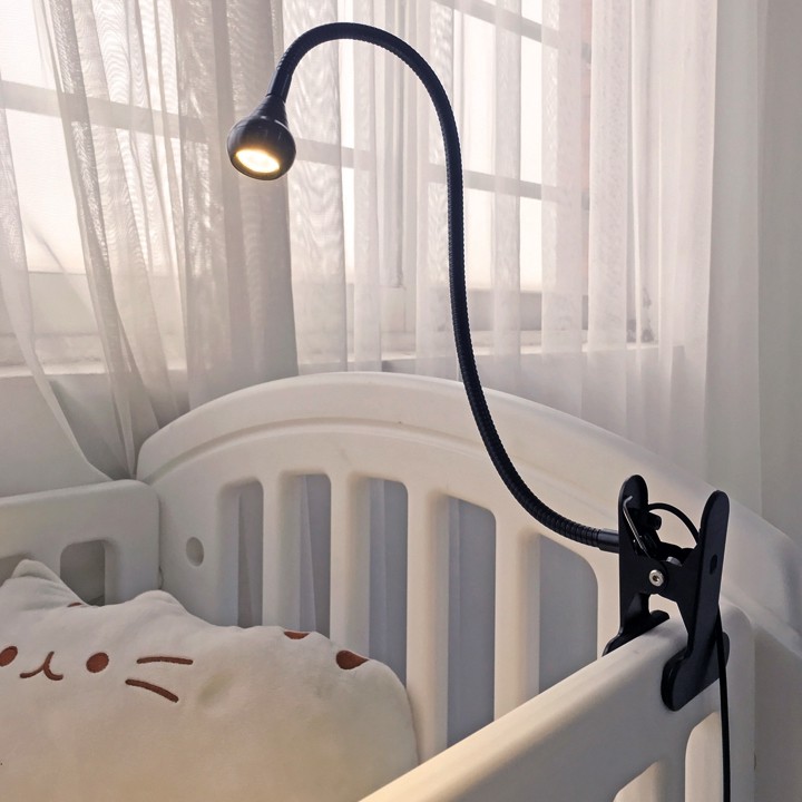 Đèn đọc sách Led 3W USB, Loại đế kẹp đa năng, Tích hợp đèn ngủ
