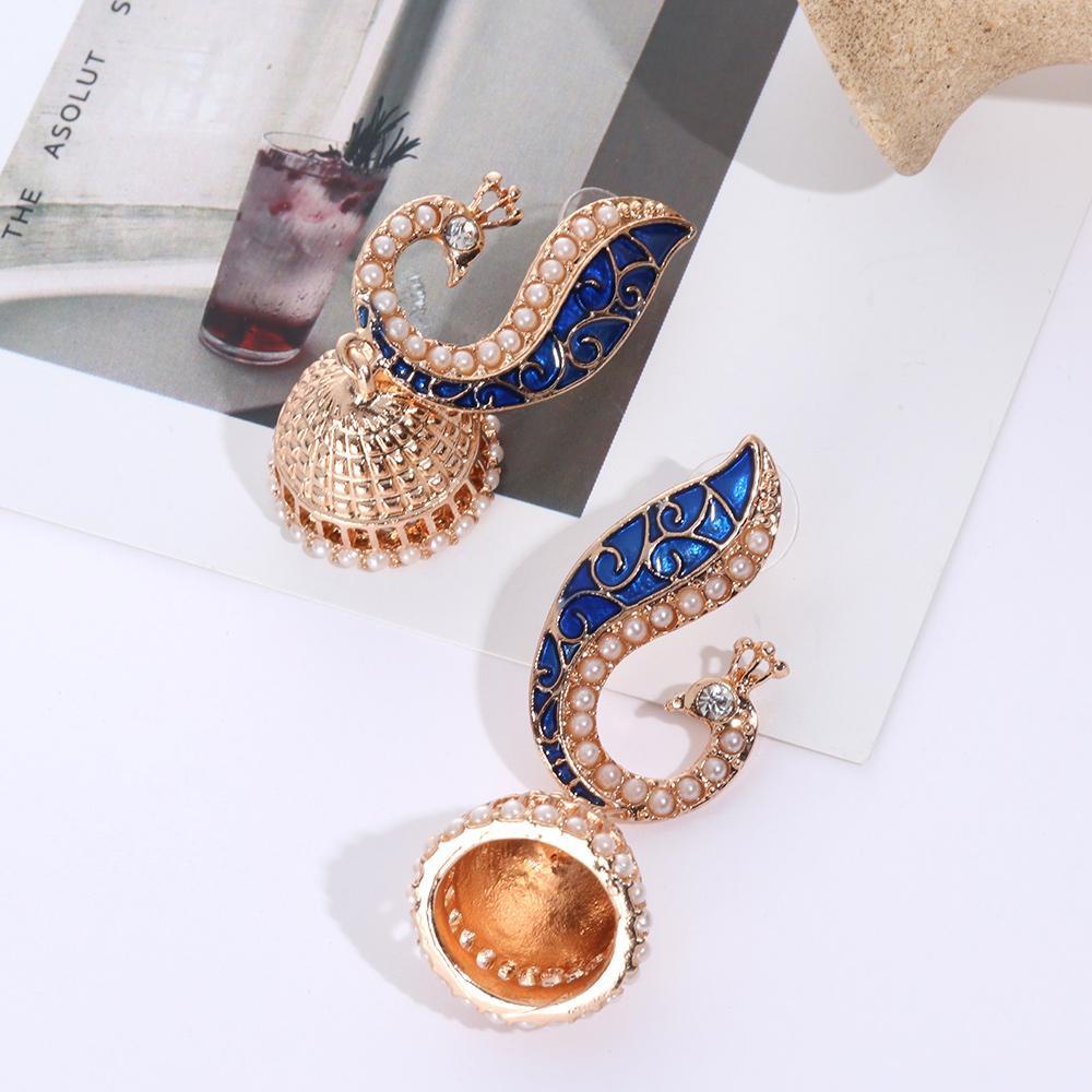 LAY 1 Đôi Bông Tai Hình Con Công Theo Phong Cách Ấn Độ