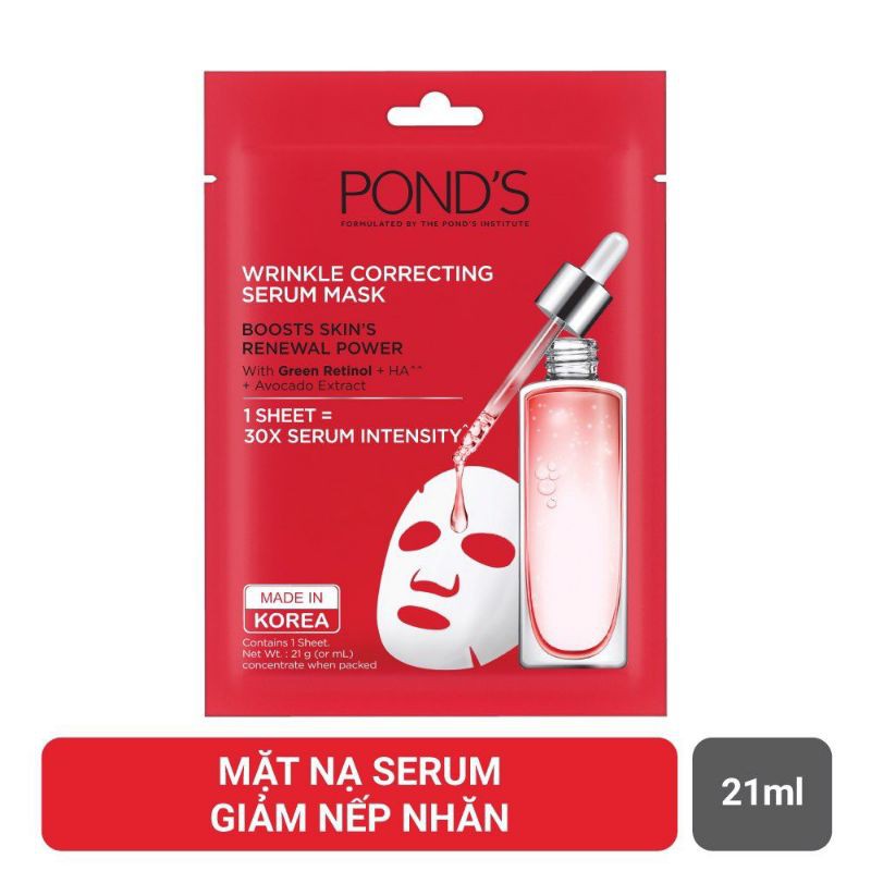 Mặt nạ POND'S nâng tone dưỡng trắng và tinh chất ngăn ngừa lão hóa Pond's Serum Mask 21ml Hàng Hiếm