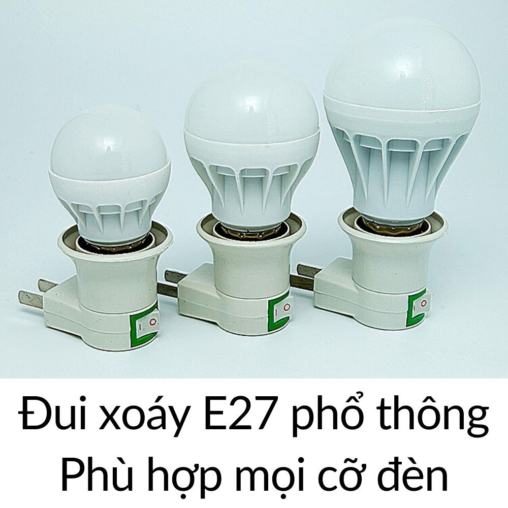 Đui bóng đèn led xoáy E27 có công tắc an toàn và cắm mọi ổ 2 chân Kamivietnam 37003