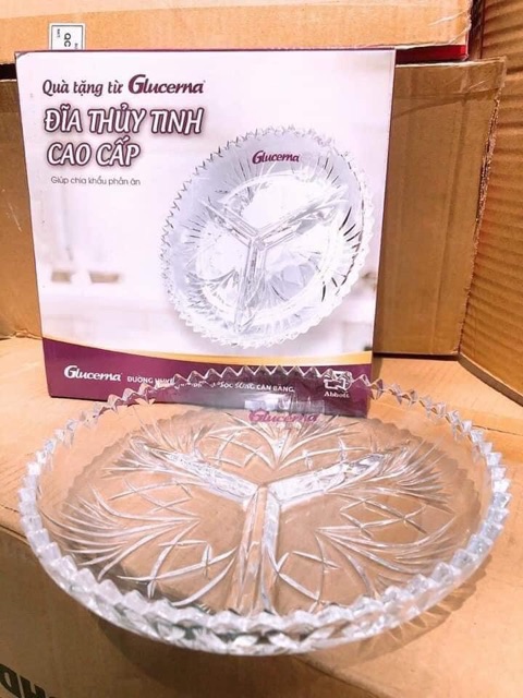 Dĩa thuỷ tinh cao cấp 3 ngăn Glucerna