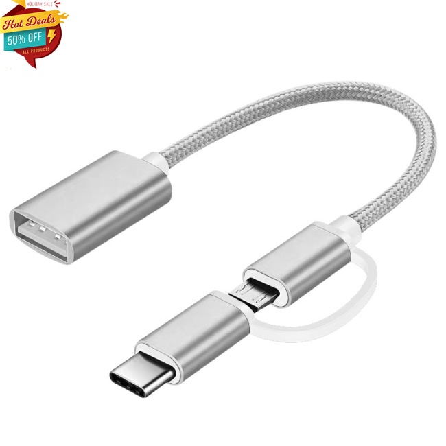 Dây Cáp Chuyển Đổi Type-c Sang Usb 2 Trong 1 OTG Cho Điện Thoại/Máy Tính Bảng/Điện Thoại Di Động